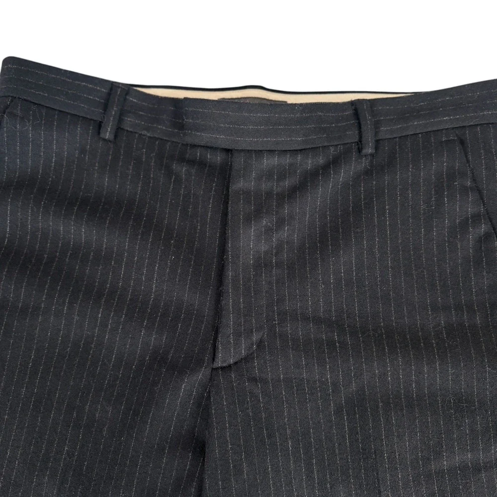 Vintage Banana Republic Wool Pinstripe‎ Pants Mens Actual 36x30 Black Flat Front